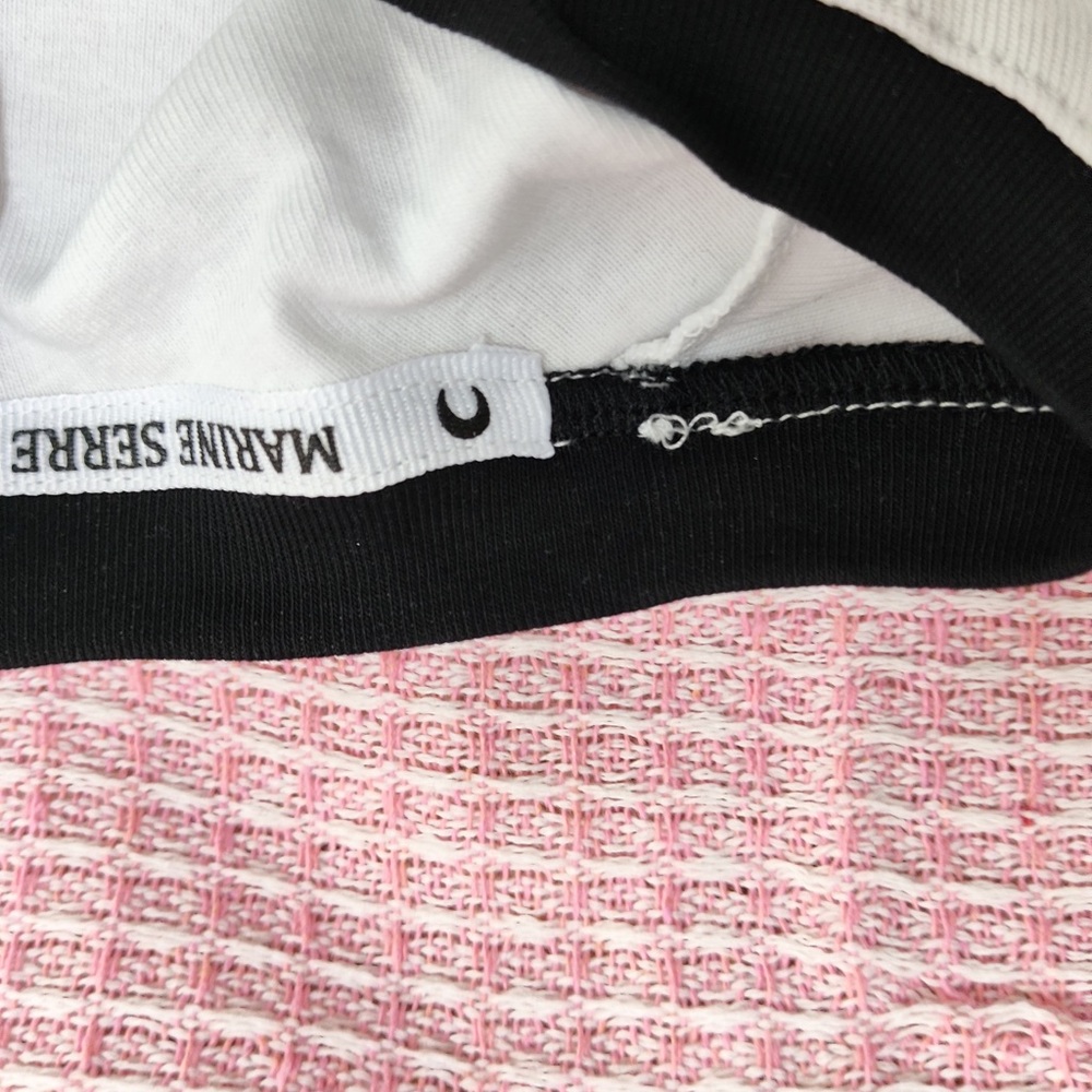 Marine Serre White Cropped Moon Logo Ringer Tee with Black Trim - Picture 6 of 8